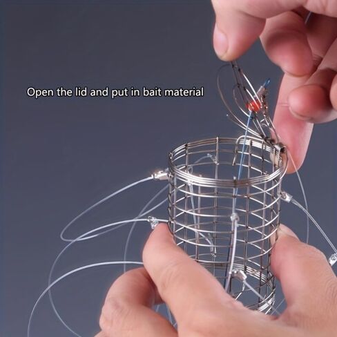 Fish Cage Feeder 8 Rings Fishing Tackle Nylon Thread Bait Cage Professional Stainless Steel Lure Trap Lobster in Saudi Arabia