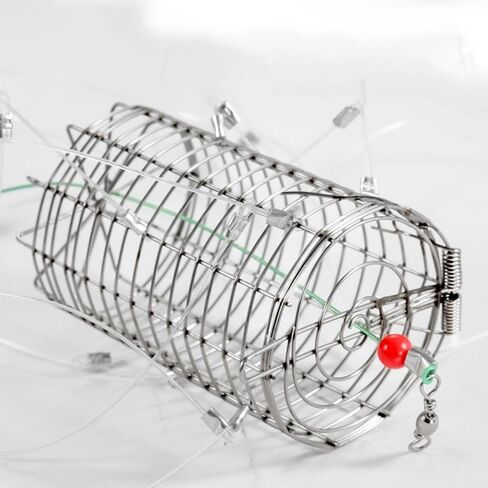 Fish Cage Feeder 8 Rings Fishing Tackle Nylon Thread Bait Cage Professional Stainless Steel Lure Trap Lobster in Saudi Arabia
