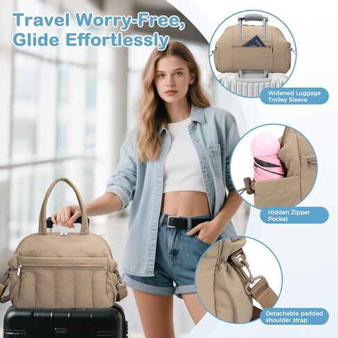 Diaper Bag Tote, Puffer Diaper Tote Bags Crossbody Hospital Bag Travel Large Mommy Bag, with Pacifier Case in Saudi Arabia
