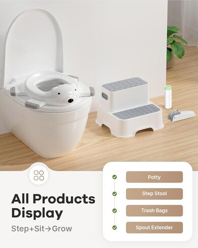Baby Potty Training Seat with Step Stool, Potty Training Toilet for Baby to Toddler with Trash Bags and Spout Extender, Kids Portable Potty and Step Stool Set in Saudi Arabia
