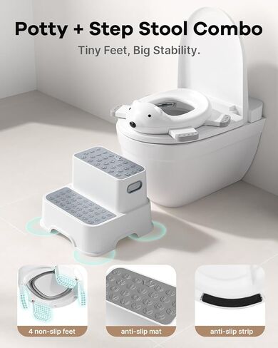 Baby Potty Training Seat with Step Stool, Potty Training Toilet for Baby to Toddler with Trash Bags and Spout Extender, Kids Portable Potty and Step Stool Set in Saudi Arabia