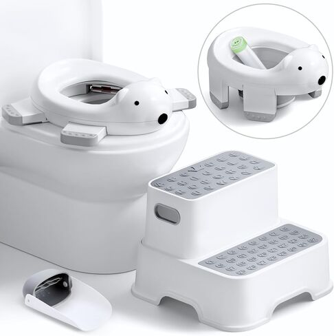 Baby Potty Training Seat with Step Stool, Potty Training Toilet for Baby to Toddler with Trash Bags and Spout Extender, Kids Portable Potty and Step Stool Set in Saudi Arabia