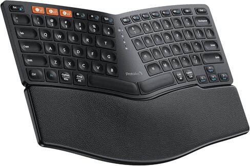 ProtoArc Bluetooth Ergonomic Keyboard, EK04 Mini Compact Wireless Ergonomic Keyboard, Hard Palm Rest, Multi-Device, Split Design, Rechargeable, Compatible with Windows, Mac OS in Saudi Arabia