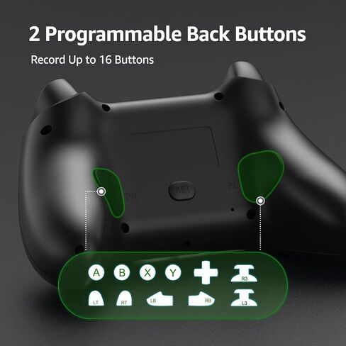 وحدة تحكم لاسلكية IWGAME لأجهزة Xbox One/PC، وحدة تحكم الألعاب مع مجدافين خلفيين، تدعم Turbo، Macro، رسم الخرائط الرئيسية، متوافقة مع Xbox One/Android/IOS/PC/X-One S/X، X-Series S/X (أسود) in Kuwait