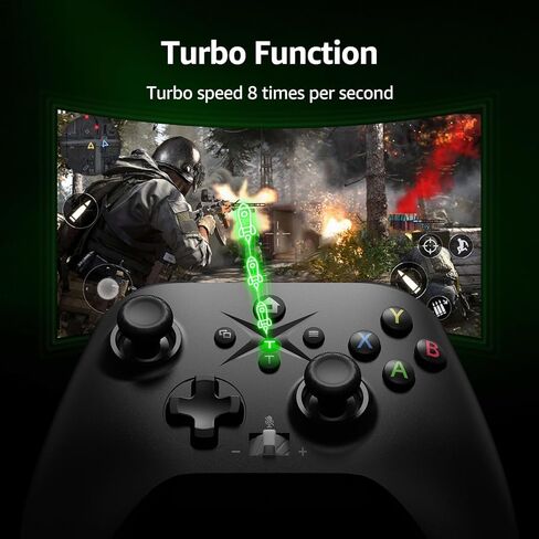 وحدة تحكم لاسلكية IWGAME لأجهزة Xbox One/PC، وحدة تحكم الألعاب مع مجدافين خلفيين، تدعم Turbo، Macro، رسم الخرائط الرئيسية، متوافقة مع Xbox One/Android/IOS/PC/X-One S/X، X-Series S/X (أسود) in Kuwait