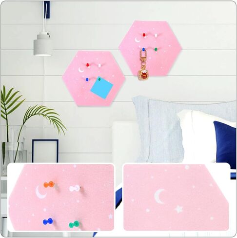 لوحة لباد سداسية الجدار ملصق سميك DIY صورة مذكرة عرض ملصق لوحة لباد زخرفية ذاتية اللصق لتزيين جدران المنزل والمكتب والمعيشة in Saudi Arabia