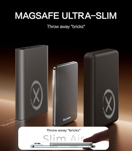 [0.3" Ultra Slim] [Alloy-Made] ULiXWH for Magsafe Portable Charger for iPhone, 2025 Upgrade 5000mAh Fast Charging Magnetic Power Bank, Wireless Battery Pack for iPhone 17 Air 16 15 Pro Max 14 13, Grey in Saudi Arabia