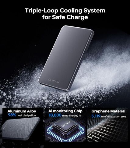 [0.3" Ultra Slim] [Alloy-Made] ULiXWH for Magsafe Portable Charger for iPhone, 2025 Upgrade 5000mAh Fast Charging Magnetic Power Bank, Wireless Battery Pack for iPhone 17 Air 16 15 Pro Max 14 13, Grey in Saudi Arabia