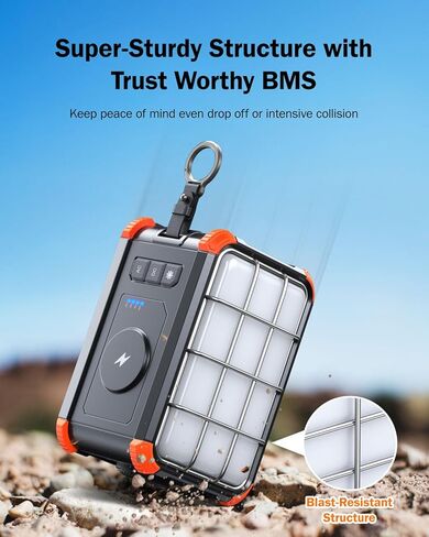 BROWEY Portable Power Station 153Wh Camping Small Solar Generator with Hand Crank 120V 150W AC Outlet Lithium Battery Power Bank, Wireless Charging Emergency Charger for Outdoor Travel Home Backup in Saudi Arabia