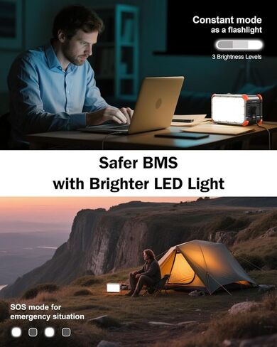 BROWEY Portable Power Station 153Wh Camping Small Solar Generator with Hand Crank 120V 150W AC Outlet Lithium Battery Power Bank, Wireless Charging Emergency Charger for Outdoor Travel Home Backup in Saudi Arabia