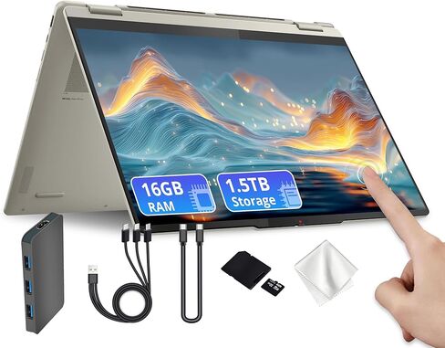 لينوفو يوجا 7 2 في 1 16 بوصة WUXGA كمبيوتر محمول بشاشة لمس، AMD Ryzen AI 5 340، 16 جيجابايت LPDDR5X، تخزين 2 تيرابايت (1 تيرابايت SSD و1 تيرابايت إرساء)، لوحة مفاتيح بإضاءة خلفية، بصمة الإصبع، Wi-Fi 7، كاميرا ويب FHD، ويندوز 11، صدف in Kuwait
