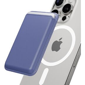 Sinjimoru Magnetic Card Wallet, Premium Vegan Leather Phone Wallet for MagSafe 3-Card Holder Compatible with iPhone 17 Pro Max Air 16 15 14 13 Series. M-Viica Basic White in Kuwait