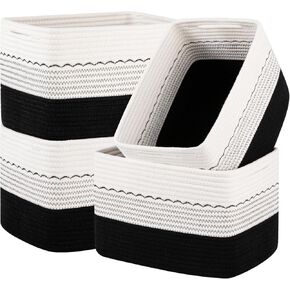 OIASKET 4 Pack Storage Baskets for Organizing, 13"X9"X7.87", Decorative Cotton Rope Baskets for Shelves, Small Woven Basket for Toys, Books and Towels, Brown & White in Saudi Arabia