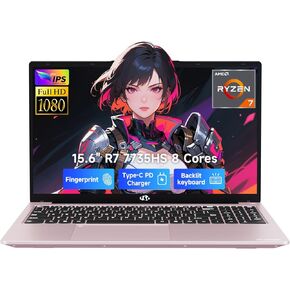 كمبيوتر محمول NIMO مقاس 15.6 بوصة IPS FHD للألعاب، AMD 8 Cores Ryzen 7 7735HS 32GB DDR5 RAM 1TB SSD، رسومات Radeon 680M، لوحة مفاتيح بإضاءة خلفية 100W Type-C، فتح بصمة الإصبع، Wi-Fi 5 Bluetooth 5.2 in Kuwait