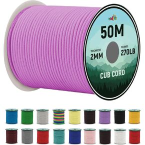 2mm Micro Paracord - Thin Braided 270lb Strength 3-Strand Parachute Cord, 165FT/50M Spool | Versatile Utility Rope for Camping, Hiking, Outdoor Adventures & DIY Projects,White in Saudi Arabia