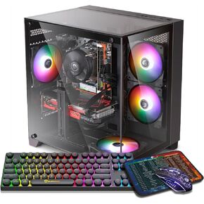 كمبيوتر مكتبي للألعاب، Intel Core I7 حتى 4.2 جيجا هرتز، RTX 2060 6G، 32 جيجا DDR4 RAM، 1 تيرابايت NVME SSD، WiFi 5.0، كمبيوتر برجي للألعاب مُصمم مسبقًا مع 5 مراوح RGB in Kuwait