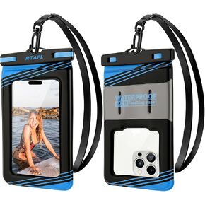 Floating Waterproof Phone Pouch 2 Pack - IPX8 Waterproof Phone Case with Lanyard, Universal Protector for iPhone 17/16/15/14/13 Pro Max Plus & Galaxy S25/S24, Blue in Saudi Arabia