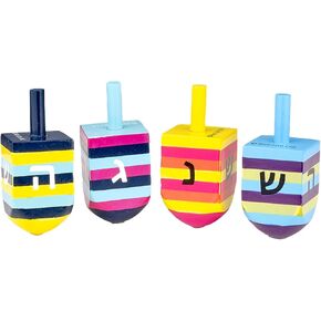 مجموعة Dreidel الخشبية الملونة من Rite Lite Splash مكونة من 3 قطع Dreidel خشبية مطلية بشانوكا - هدايا ألعاب حفلات الحانوكا، ألعاب يهودية، مجموعة درايدل متعددة الألوان مع حروف عبرية لساعات من المرح! in Saudi Arabia
