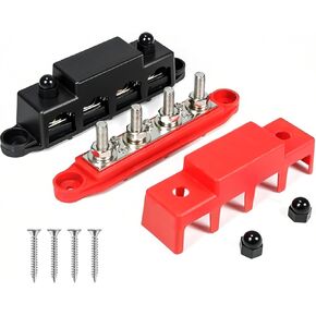250A 12V BusBar 3/8 "كتلة توزيع الطاقة 4 ترصيع تقاطع كتلة السيارات البحرية بطارية بسبار محطة كتلة مع غطاء 12 فولت سلبي وإيجابي in Kuwait