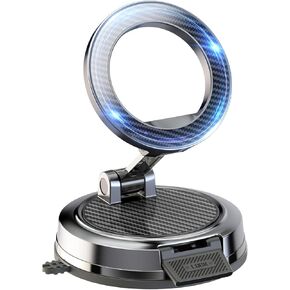 حامل هاتف مغناطيسي قوي للسيارة والمكتب، متوافق مع MagSafe، قفل آمن، حامل هاتف السيارة على طاولة دوارة 360 درجة للوحة القيادة والزجاج والطاولة وألياف الكربون in Kuwait