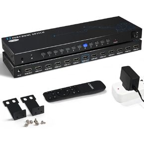 12 Port 8 Port HDMI Switch 12 in 1 Out- 4K HDMI Switcher Selector with IR Remote Control, 4K@30Hz Compatible with Laptop, PS5, Xbox, Fire TV, Blu-ray Player, Set-top Box, TV, Monitor, Projector in Saudi Arabia