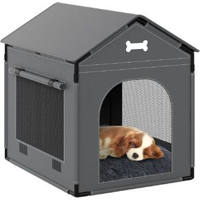 Dog House Indoor, XLarge Doghouse Soft with Frame, Waterproof Pet House for Medium Large Size Dogs, Warm Dog Cave Sleeping Nest Bed with Soft Cushion, 33.86x26.77x33.86in, Dark Gray in Kuwait