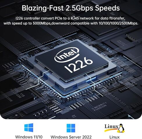 بطاقة شبكة PCIe 2.5 جيجا بايت مع شريحة Intel I226-V، محول شبكة 2500M/1000M/100M NIC، PCIe 3.1 X1، بطاقة PCI Express Gigabit Ethernet لنظام التشغيل Windows 10/11، Linux Kernel 5.16.18/RHEL8.6، VMware ESXi8.0 in Saudi Arabia