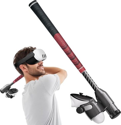 VR Golf Club Attachment Compatible with Meta/Oculus Quest 3/3S, No Slip Real Golf Rubber with Premium Carbon Fiber Grip, 100% Tracking and Golf Club Weighted Design - Left Controller(Blue) in Saudi Arabia