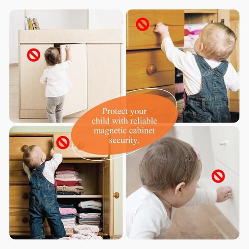 Magnetic Cabinet Locks Baby Proofing (20 Locks + 2 Keys) – Child Proof Cabinet Locks with Easy Adhesive Installation – Child Safety Locks for Kitchen, Cabinets & Drawers with Optional Screws in Saudi Arabia