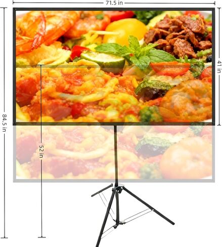 شاشة عرض 80 بوصة مع حامل، شاشة عرض محمولة 4K HD PVC، شاشة عرض ثلاثية القوائم مع حقيبة حمل للأفلام الداخلية والخارجية، خالية من التجاعيد، 16:9 in Saudi Arabia