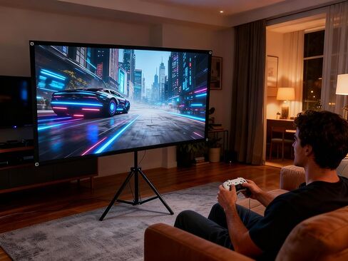 شاشة عرض 80 بوصة مع حامل، شاشة عرض محمولة 4K HD PVC، شاشة عرض ثلاثية القوائم مع حقيبة حمل للأفلام الداخلية والخارجية، خالية من التجاعيد، 16:9 in Saudi Arabia