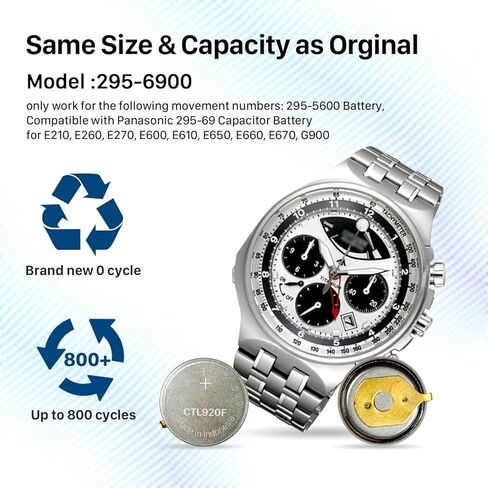 295-6900 Battery Replacement for Citizen Eco-Drive Watch - Compatible with Panasonic CTL920F & Citizen E210, E260, E270, E600, E610, E650, E660, E670 in Saudi Arabia