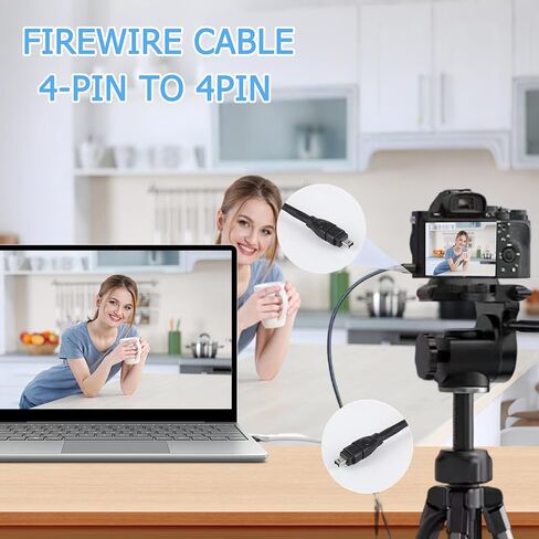 كابل FireWire 4 Pin إلى 4 Pin iLink DV Cable Firewire 400 IEEE 1394 سلك كابل DV عالي السرعة للأتمتة الصناعية وأجهزة Pro AV (1.8M/5.9FT) in Kuwait