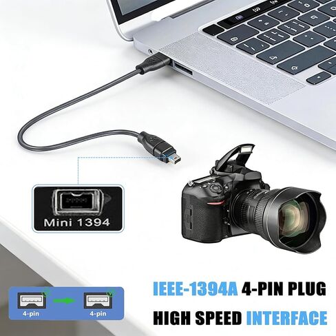 كابل FireWire 4 Pin إلى 4 Pin iLink DV Cable Firewire 400 IEEE 1394 سلك كابل DV عالي السرعة للأتمتة الصناعية وأجهزة Pro AV (1.8M/5.9FT) in Kuwait