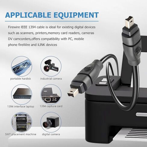 كابل FireWire 4 Pin إلى 4 Pin iLink DV Cable Firewire 400 IEEE 1394 سلك كابل DV عالي السرعة للأتمتة الصناعية وأجهزة Pro AV (1.8M/5.9FT) in Kuwait