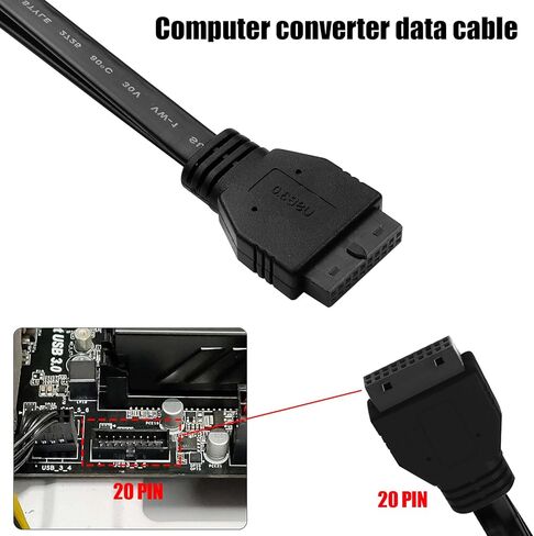 اللوحة الأم للكمبيوتر الشخصي 20 دبوس إلى 2 قطعة مثبتة على اللوحة الأمامية USB 3.0 Type-A (مع فتحات برغي التثبيت) كابل تمديد مسطح أنثى 12.5 بوصة/32 سم in Kuwait