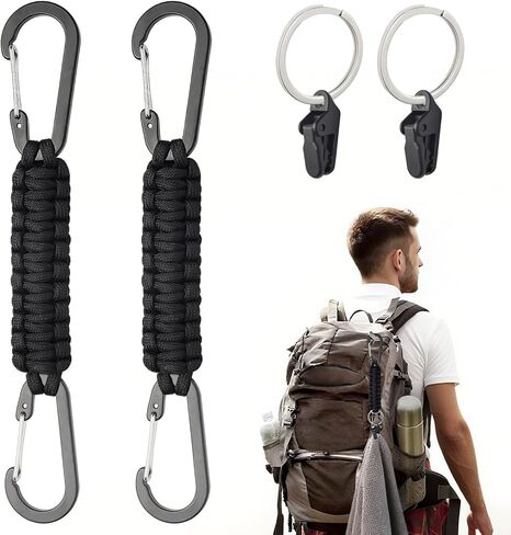 Paracord Keychain Carabiner Set with Tactical Clips, D-Ring Lanyard Hook, Multi-Function EDC Gear for Backpacks, Water Bottles, Hiking, Camping, Outdoor & Everyday Carry in Kuwait