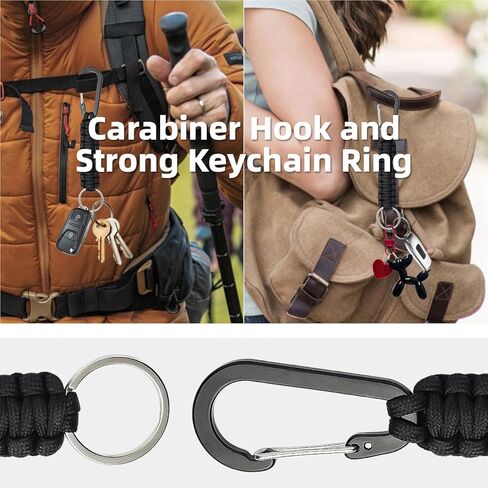 Paracord Keychain Carabiner Set with Tactical Clips, D-Ring Lanyard Hook, Multi-Function EDC Gear for Backpacks, Water Bottles, Hiking, Camping, Outdoor & Everyday Carry in Kuwait