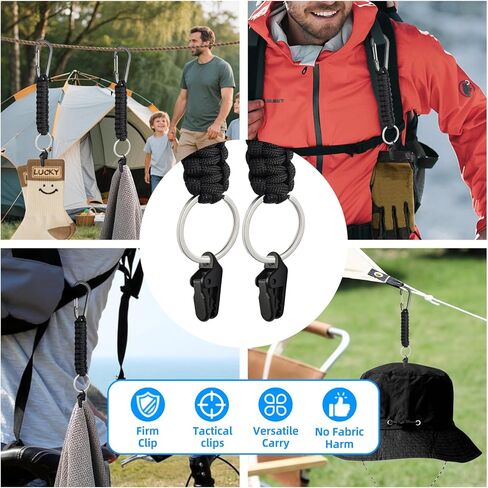 Paracord Keychain Carabiner Set with Tactical Clips, D-Ring Lanyard Hook, Multi-Function EDC Gear for Backpacks, Water Bottles, Hiking, Camping, Outdoor & Everyday Carry in Kuwait