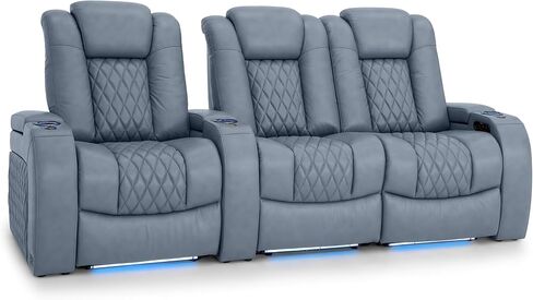 Seatcraft Diamante Zero-Gravity CoolZero Italian Leather Home Theater Seating, Power Headrest, Power Recline, Single Recliner, Gray in Saudi Arabia