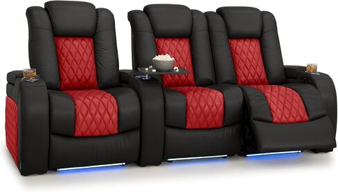 Seatcraft Diamante Zero-Gravity CoolZero Italian Leather Home Theater Seating, Power Headrest, Power Recline, Single Recliner, Gray in Saudi Arabia