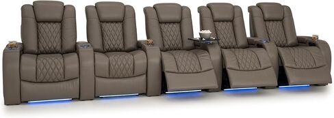 Seatcraft Diamante Zero-Gravity CoolZero Italian Leather Home Theater Seating, Power Headrest, Power Recline, Single Recliner, Gray in Saudi Arabia