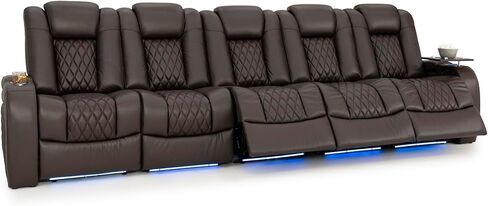 Seatcraft Diamante Zero-Gravity CoolZero Italian Leather Home Theater Seating, Power Headrest, Power Recline, Single Recliner, Gray in Saudi Arabia