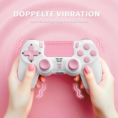 وحدة تحكم Quevati اللاسلكية لجهاز PS-4، عصا تحكم لعبة اهتزاز مزدوجة/استشعار الحركة/لوحة اللمس/مكبر صوت/سماعة رأس مقبس صوت 3.5 مم، مستشعر ستة محاور مطور، متوافق مع وحدة تحكم PS4/Slim/Pro/الكمبيوتر الشخصي، وردي in Kuwait