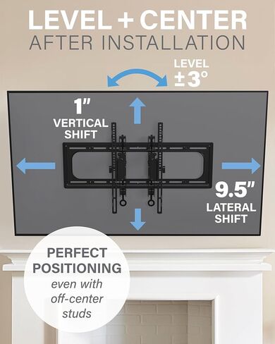 SANUS Preferred Extendable Tilt TV Wall Mount for 42 to 90 inch Screens up to 150lbs - 5.7" Extension Provides Max 12 deg Tilt to Reduce Glare - Easy DIY Install w/Included Hardware - SLT4-B1 in Saudi Arabia