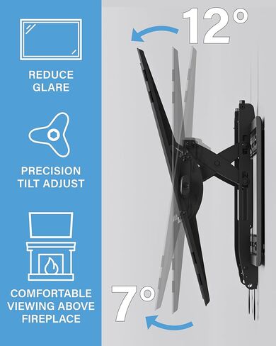 SANUS Preferred Extendable Tilt TV Wall Mount for 42 to 90 inch Screens up to 150lbs - 5.7" Extension Provides Max 12 deg Tilt to Reduce Glare - Easy DIY Install w/Included Hardware - SLT4-B1 in Saudi Arabia