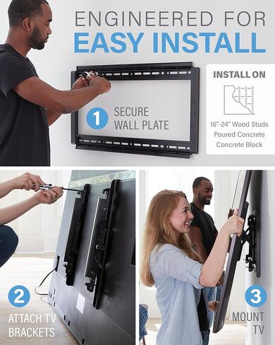 SANUS Preferred Extendable Tilt TV Wall Mount for 42 to 90 inch Screens up to 150lbs - 5.7" Extension Provides Max 12 deg Tilt to Reduce Glare - Easy DIY Install w/Included Hardware - SLT4-B1 in Saudi Arabia
