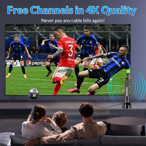 هوائي تلفزيون للتلفزيون الذكي الداخلي، هوائي HDTV رقمي طويل المدى للقنوات المحلية بدقة 4K 1080p - استقبال 360 درجة مع قاعدة مغناطيسية قوية، إعداد سهل للقنوات المجانية عبر الهواء، بدون كابل in Saudi Arabia