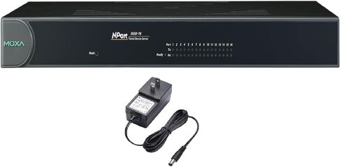 Moxa NPort 5650-16 with Adapter- 16-Port 3-in-1 RJ45 (8pin) Device Server, 10/100M Ethernet, 100-240 VAC w/US Plug in Saudi Arabia