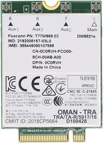 بطاقة 3G، 4G، 5G تدعم/GLONASS/Beidou/Galileo، لمواصفات PCI Express M.2 3042 Type Key.B Slot، DW5821E 3G 4G 5G بطاقة الشبكة in Kuwait